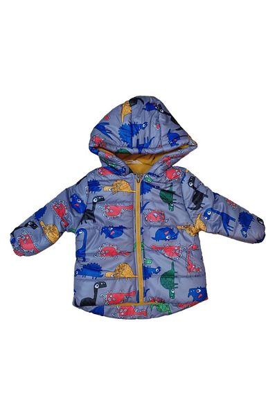 Midimod Gold Boy's Dinosaur Patterned Plush Lined Hooded Puffer Coat M22326