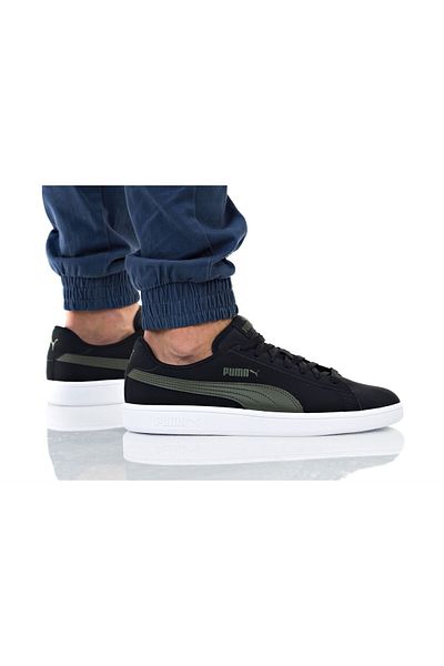 Puma Smash V2 Black Green Men's Sports Shoes365160-05 V7