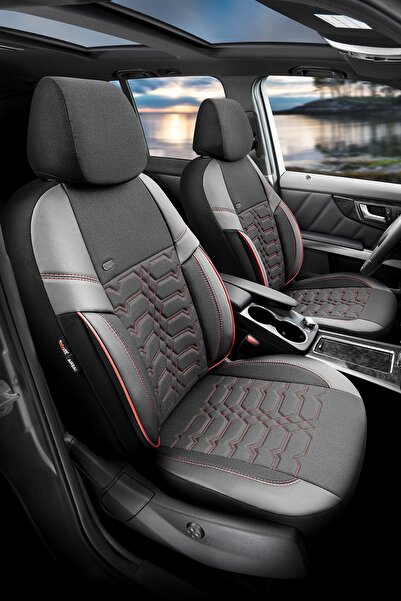 Otom Car Seat Cover Full Set Special Design Black Red - Elegance