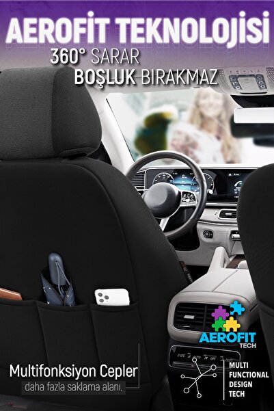Otom Oto Koltuk Kılıfı Tam Set Özel Tasarım Siyah Kırmızı - Elegance