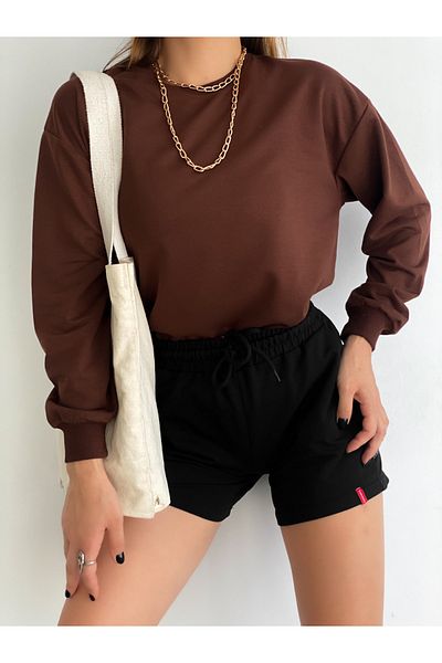 Fav Style Дамски суичър с кръгло деколте с две нишки