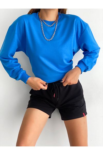 Fav Style Hanorac oversize cu două fire pentru damă Saks Blue