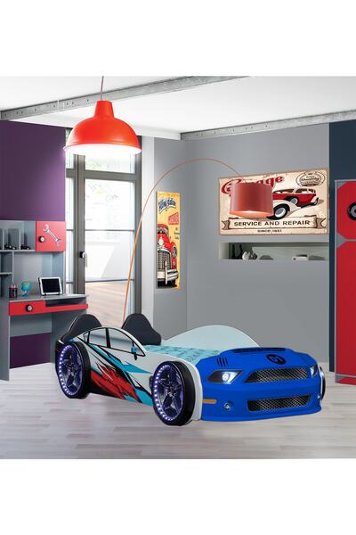 KAJU MUSCLE FULL ARABALI YATAK, MAVİ, KUMANDALI IŞIK VE SES SİSTEMLİ ÇOCUK  KARYOLASI