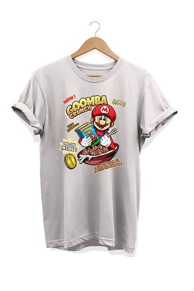 remonz Σειρά Food Mario Corn Flakes εμπριμέ 100% βαμβακερό μπλουζάκι μεγάλου μεγέθους