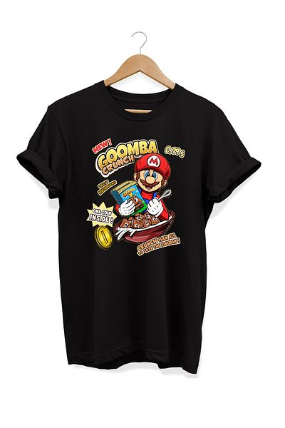 remonz Σειρά Food Mario Corn Flakes εμπριμέ 100% βαμβακερό μπλουζάκι μεγάλου μεγέθους