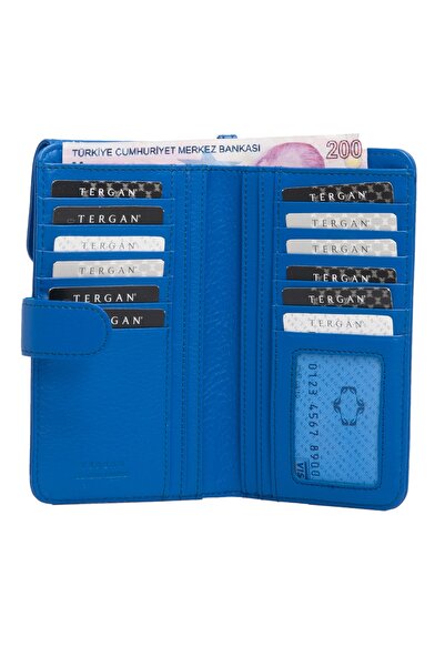 Tergan Saks Mavi Deri Unisex Portföy Çanta 01614k1e
