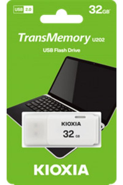 Kioxia ذاكرة USB بيضاء سعة 32 جيجابايت USB2.0 Koxia Lu202w032gg4