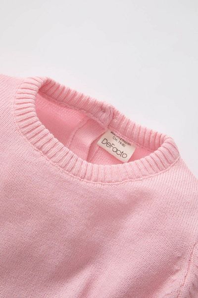 DeFacto Baby Girl Crew Neck Cashmere Textured Extra Soft Sweater
