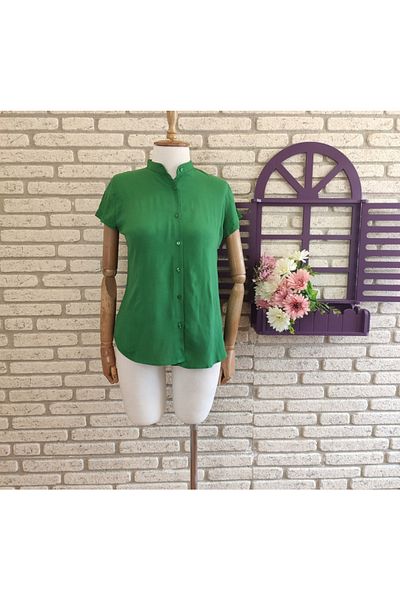 rengafashion Cămașă de damă din țesătură verde din viscoză