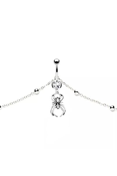 TakıConcept Vücut Zincirli Örümcek Sallantılı Çelik Göbek Piercing