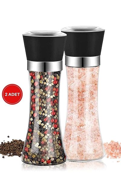 Tilbe Home Salt Mill Pepper Shakers Black Pepper Salt Shakers Spice Has Mill Rotary Ceramic Blade Grinder
