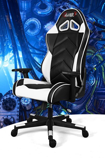 GAMERX X Serisi Deri Oyuncu Koltuğu Beyaz/siyah