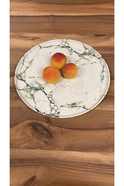 Kütahya Porselen Rotondo Marble 28 Cm Serving-Presentation Plate 2 Pieces