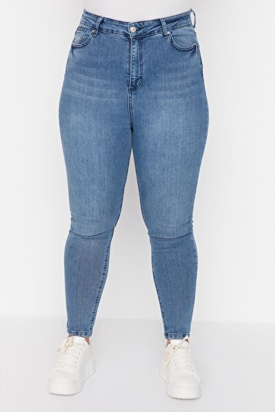 Trendyol Curve Ανοιχτό μπλε ψηλόμεσο στενό πόδι εύκαμπτο Skinny τζιν TBBAW23CJ00032