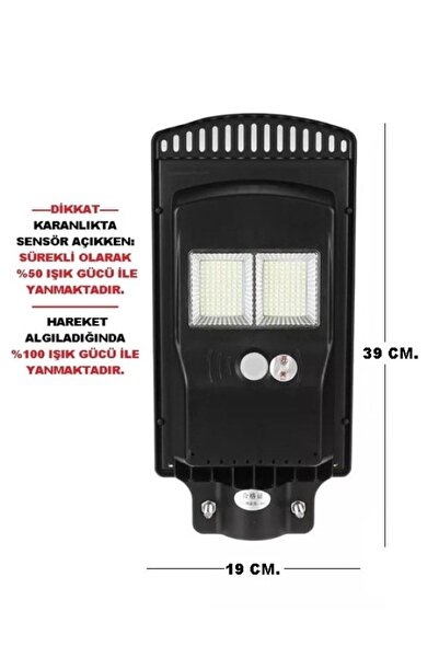 Runedo 50w Radar Hareket Sensörlü Solar Şarjlı Led Projektör – Su Geçirmez – Güneş Panelli - %50-%100 Işık