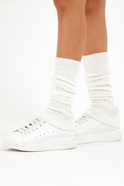 SOCKS WORLD Jambiere de iarnă din bumbac gros și cizme aerobice șosete albe