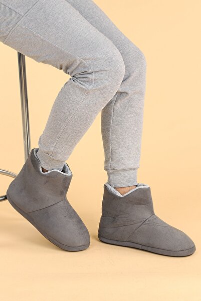 KARAMAZI Ανδρικές χειμερινές μπότες γκρι σουέντ για το σπίτι