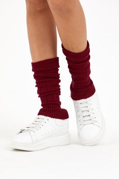 SOCKS WORLD Women's Thick Cotton Winter Leggings Boots Socks Burgundy