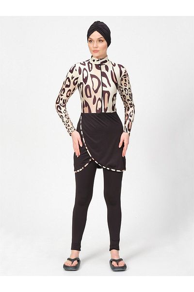 ALFASA Nude Double Breasted Hijab Skirt Swimsuit