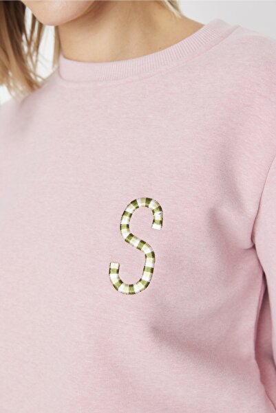 Trendyol Collection Szárított rózsa Basic emelt nyomott kötött tréningruha szett