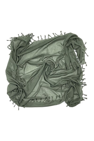 Naz Ipek Scris cu mărgele lucrat manual de culoare solidă 110cm X 110cm verde...