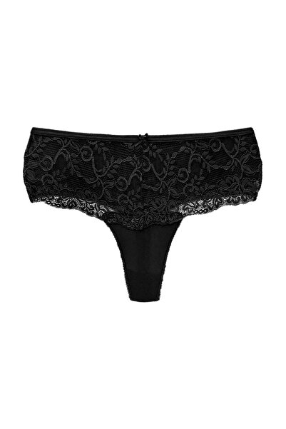 HNX 3'lü Önü Dantel Yüksek Bel Büyük Beden Kadın String