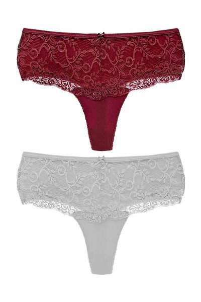 HNX High Waist Lace Front Plus Size Women's String - Pack of 2