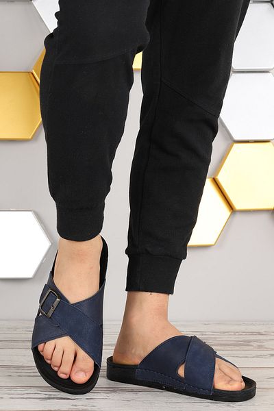 KARAMAZI Ανδρικές παντόφλες Ary 36-486 Daily Belted Navy Blue