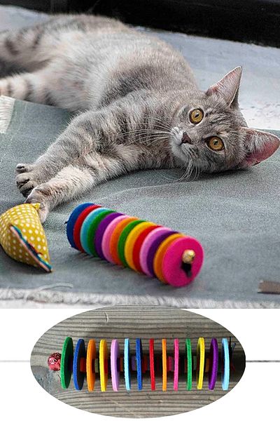 UTKU TASARIM Bow Round Cat Toy Cat Fun Colorful Felt Cat Toy