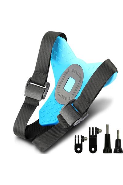 Gplus Gp524 5 Parça Gopro Eken Sjcam Aksiyon Kamera Tutucu Jaw Mount Motor Kask Çene Tutma Aparatı Mavi