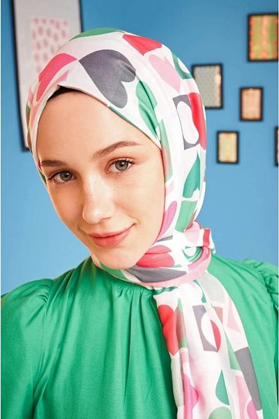 Modakaşmir Şal din bumbac cu model de inimă