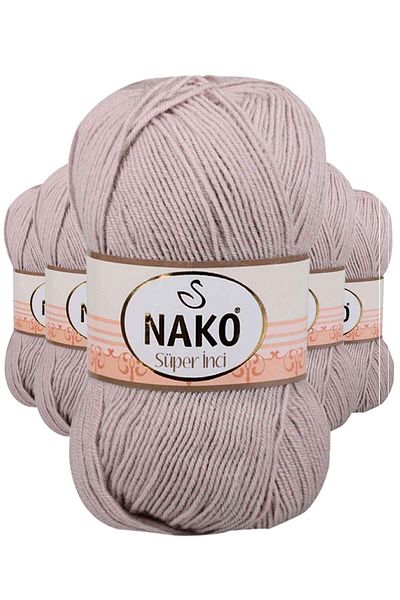 NAKO 5 Τεμάχια Super Pearl Χειροποίητης Πλέξης Νήμα 100 Γρ Ροζ Γκρι 3079