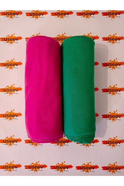 USEEV TASARIM Useev Penye Şal Ikili Fuşya - Benetton Yeşili