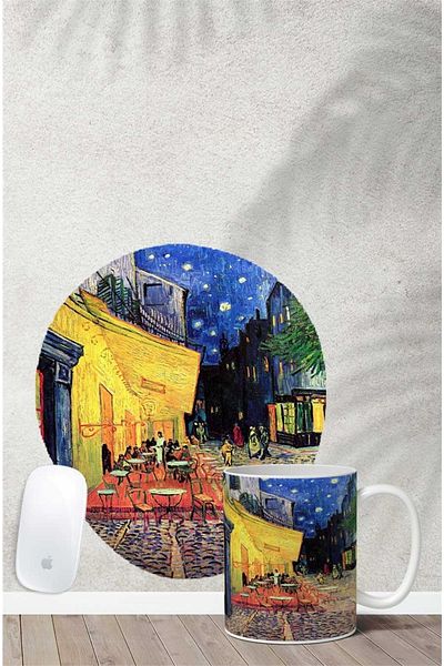 Gizeo Concept مجموعة أكواب لوحة ماوس داعمة للمعصم من Van Gogh Cafe Terrace