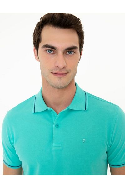 Pierre Cardin Μπλουζάκι Basic με πέτο πόλο Mint Green Slim Fit