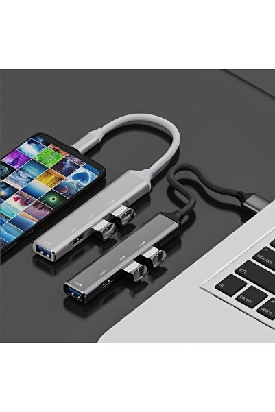 Qiqoox Type C Giriş 4x Usb Hub Otg Cihazı Laptop Notebook Bilgisayar Telefon Televizyon Usb Çoklayıcı