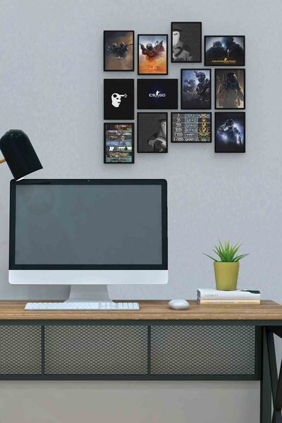 herotasarım Cs Go 12 Τεμάχια MDF (ξύλο) Τραπέζι γραφείου Διαστάσεις 30x30 εκ.