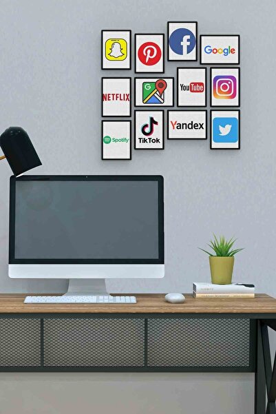 herotasarım Μέσα Κοινωνικής Δικτύωσης 12 Τεμάχια MDF (ξύλο) Τραπέζι Γραφείου ...