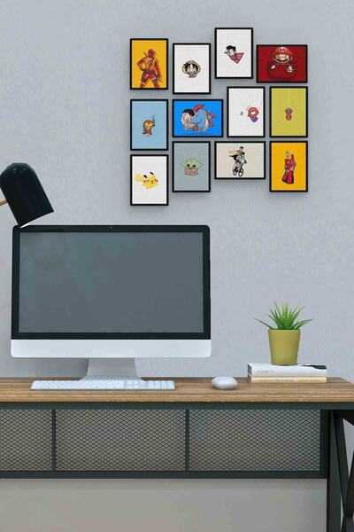 herotasarım Movies 12 Τεμάχια MDF (ξύλο) Πίνακας Μέγεθος Γραφείου 30x30 εκ.