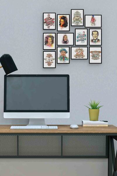 herotasarım Yeşilçam Αφίσα 12 τεμαχίων MDF (ΞΥΛΟ) Τραπέζι Γραφείου Μέγεθος 15...