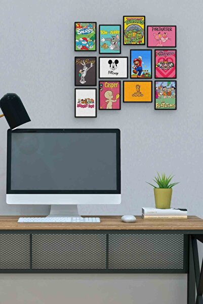 herotasarım Desen animat 12 piese MDF (lemn) Tablou Dimensiune birou 30x30 Cm