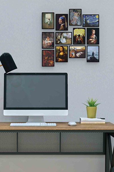 herotasarım Lucrări de artă 12 piese MDF (lemn) Tablou Dimensiune birou 30x30 cm