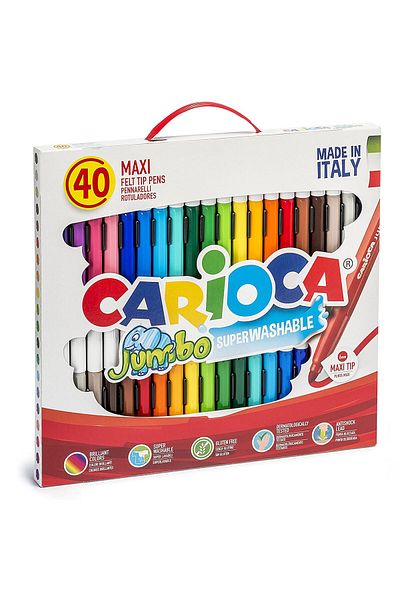 CARIOCA 40 Pack Washable Felt Jumbo Pens - 41257