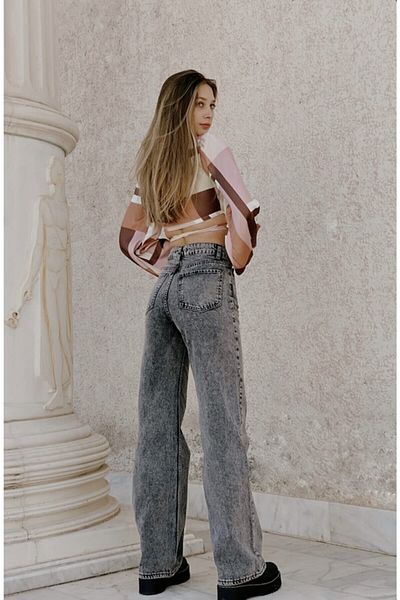 Trn JNS Pantaloni largi din lycra afumat din anii '90 cu talie super înaltă