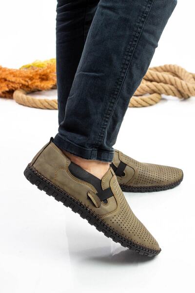 Moda Anna Sermoda Laceless Perforated Model Comfortable Sole Men's Shoes