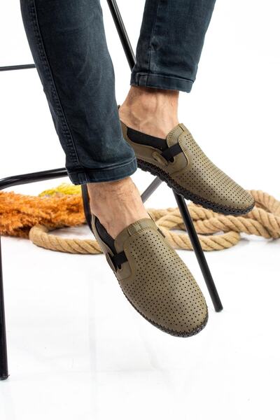Moda Anna Sermoda Laceless Perforated Model Comfortable Sole Men's Shoes