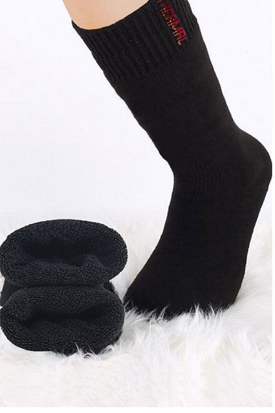 Meguca Socks Мъжки черни 3 чифта черни термохавлиени зимни чорапи