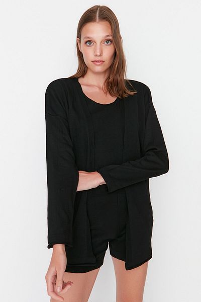 Trendyol Collection Black Triple Knitwear Top and Bottom Set TWOAW23AU0005