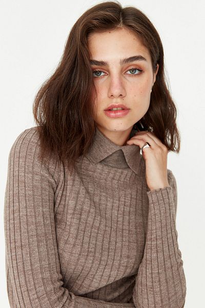 Trendyol Collection Mink Collar Detailed Knitwear Sweater TWOAW23KZ01194