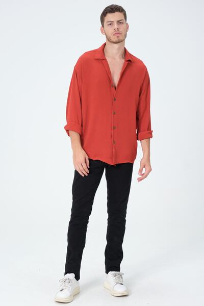PARPAR Unisex Dokulu Uzun Kollu Oversize Yazlık Gömlek